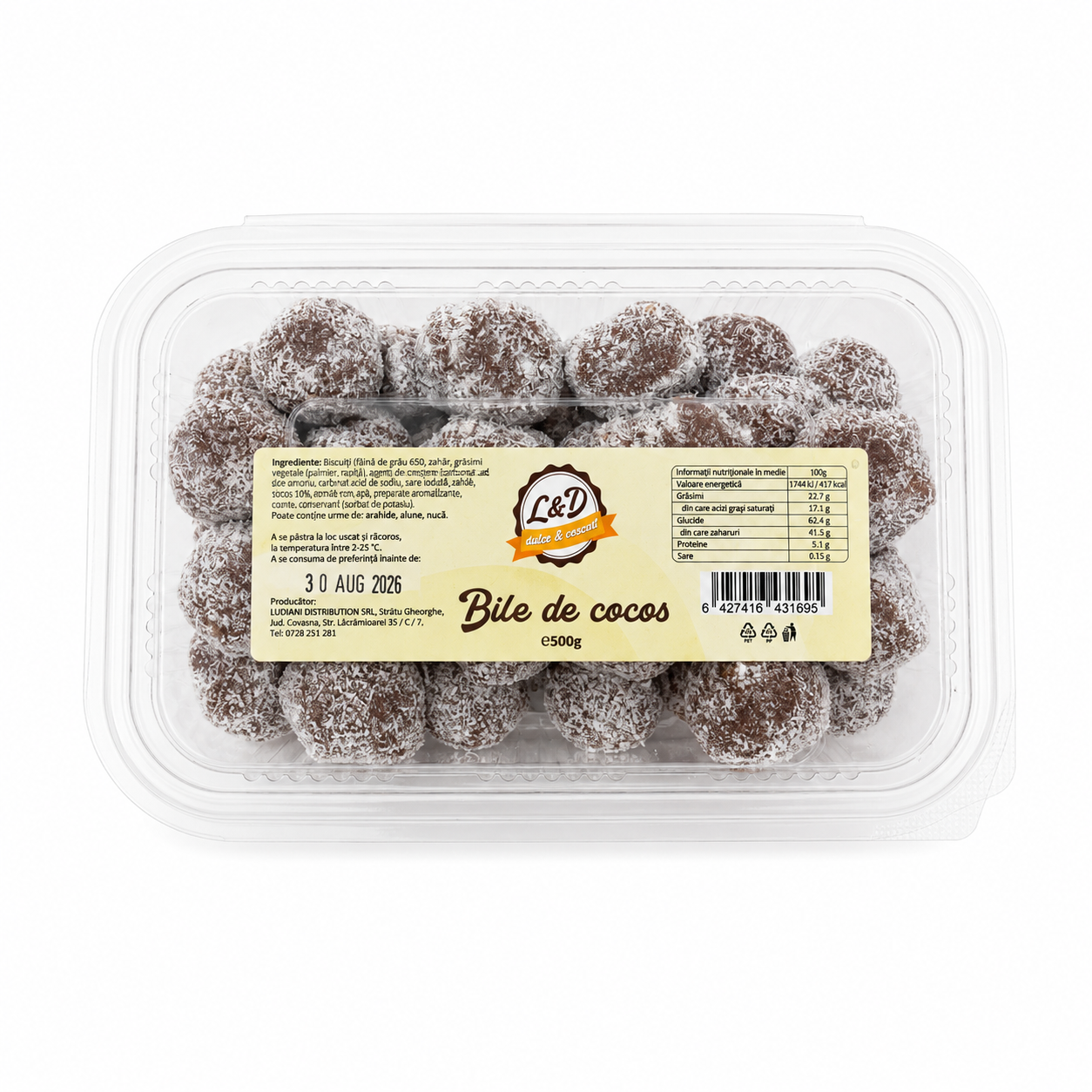 L&D Bile cu Cocos 500 g – desert cu cocos