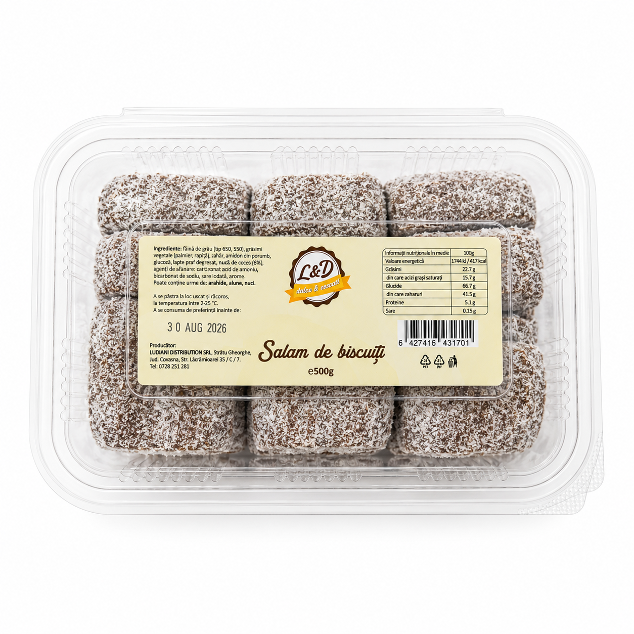 L&D Salam de Biscuiți – desert clasic cu cacao și biscuiți